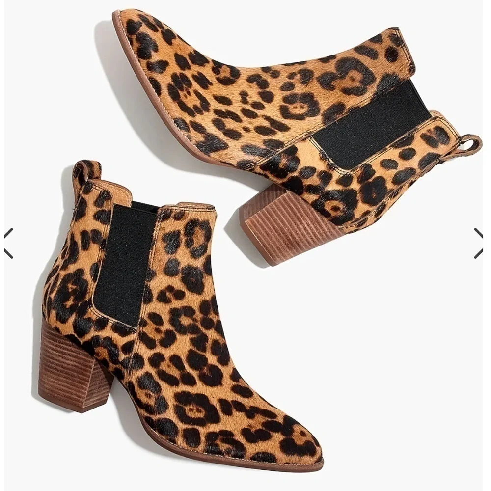 Madewell the Regan leopard print calf hair ankle boots